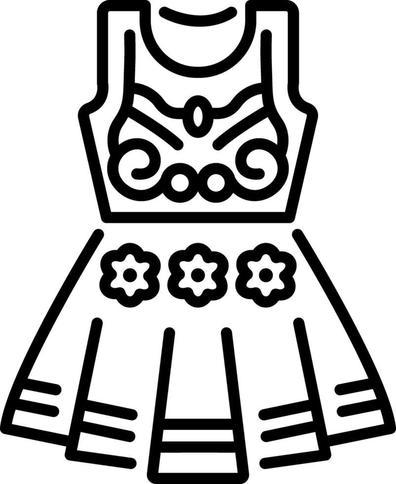 Beautiful sarafan dress icon in linear style vector