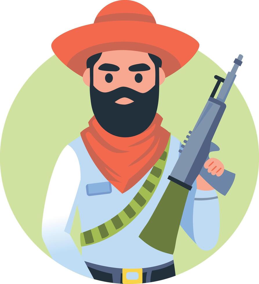 Gunslinger character illustration in flat style vector