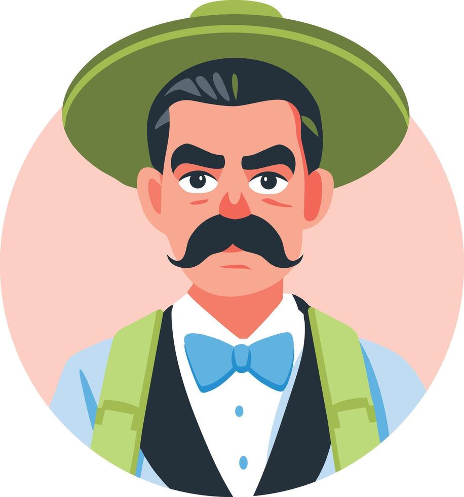 Mexican revolutionary leader illustration in flat style vector