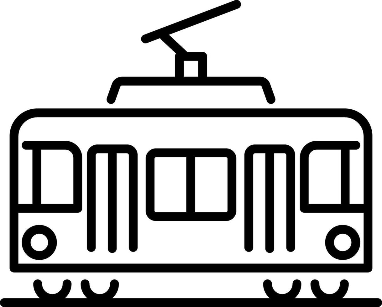 Electric tram icon in line style vector