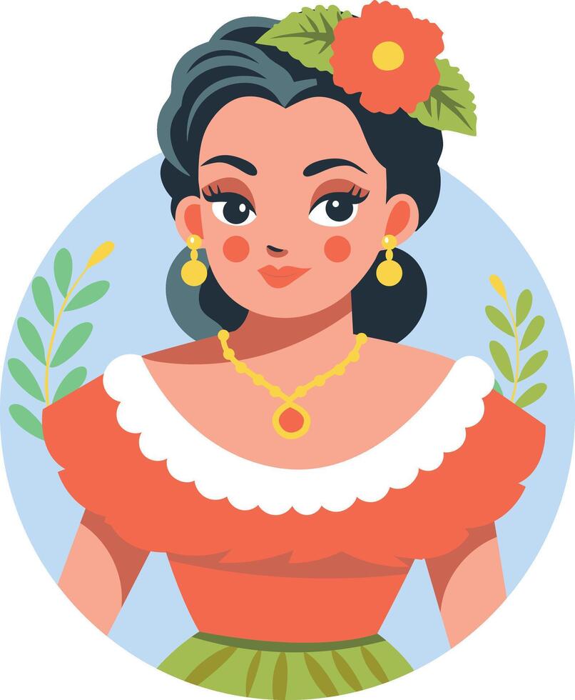 A flat illustration of beautiful mexican actress vector