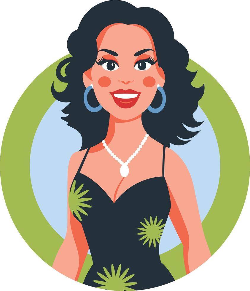 A flat illustration of female cuban singer vector