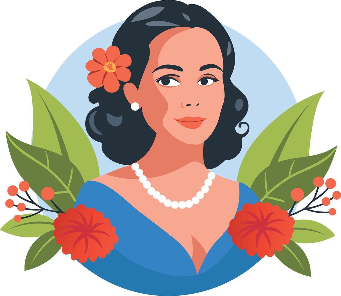 Mexican lady illustration in flat style vector