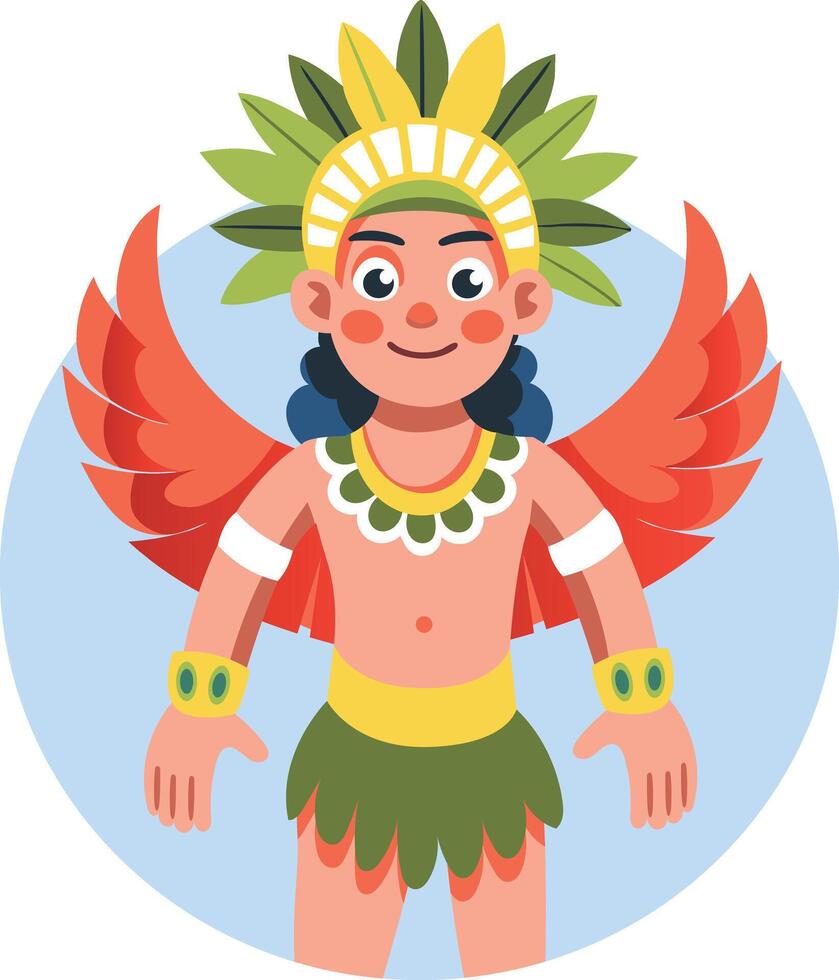 Traditional maya character illustration in flat style vector