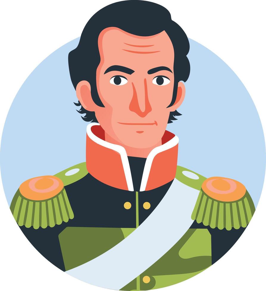 Mexican general character illustration in flat style vector