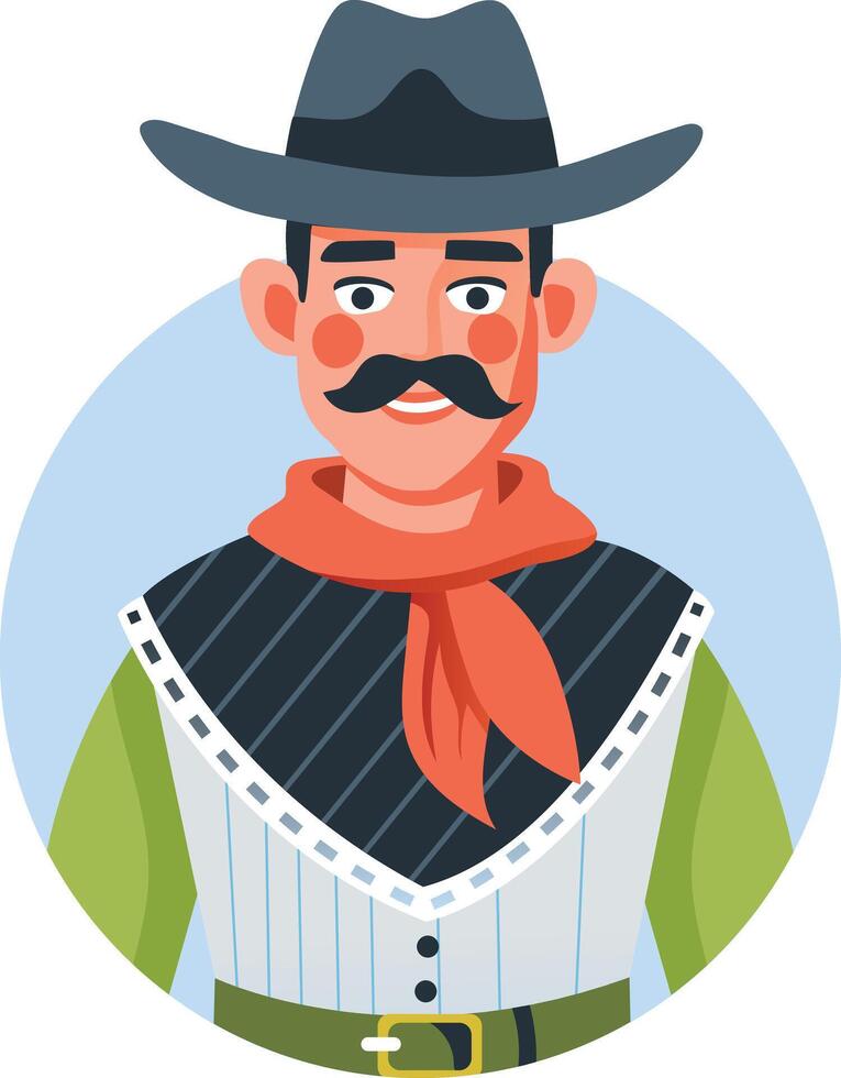Mexican cowboy character illustration in flat style vector