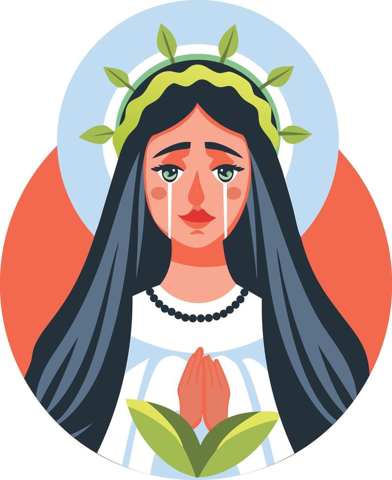 A flat illustration of mexican blessed woman character vector