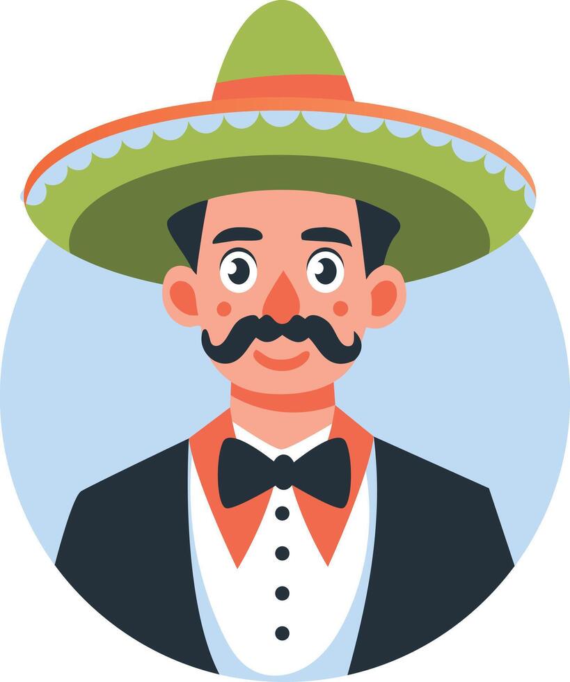 Sombrero culture character illustration in flat style vector