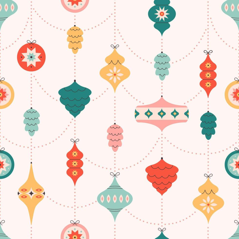 Seamless pattern with Christmas tree toys. Christmas ornaments. Print for wallpapers, textiles, wrapping paper, banners. vector