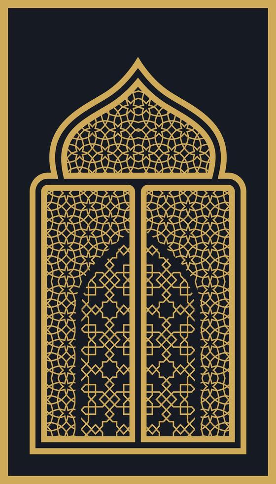 golden arabic window prayer mat vector