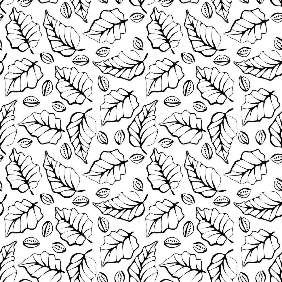 abstract hand drawn leaves pattern vector