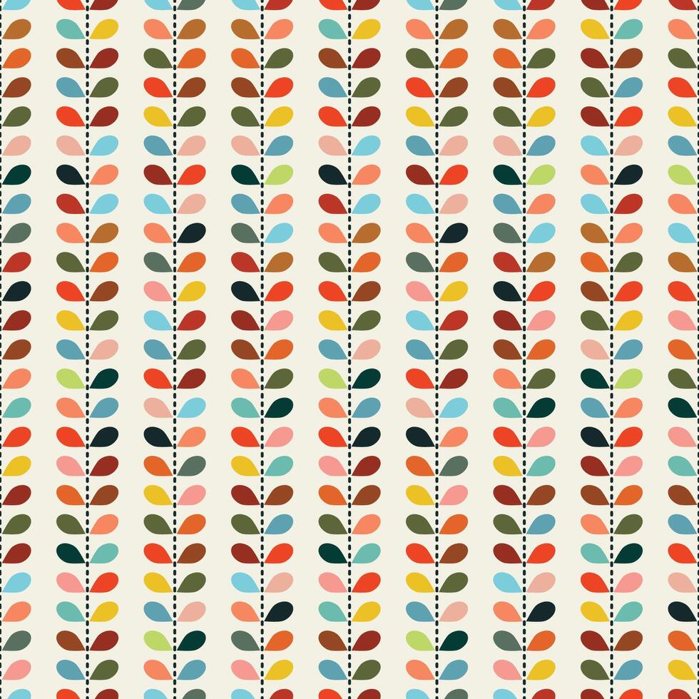 multi colored retro leaves wallpaper pattern vector