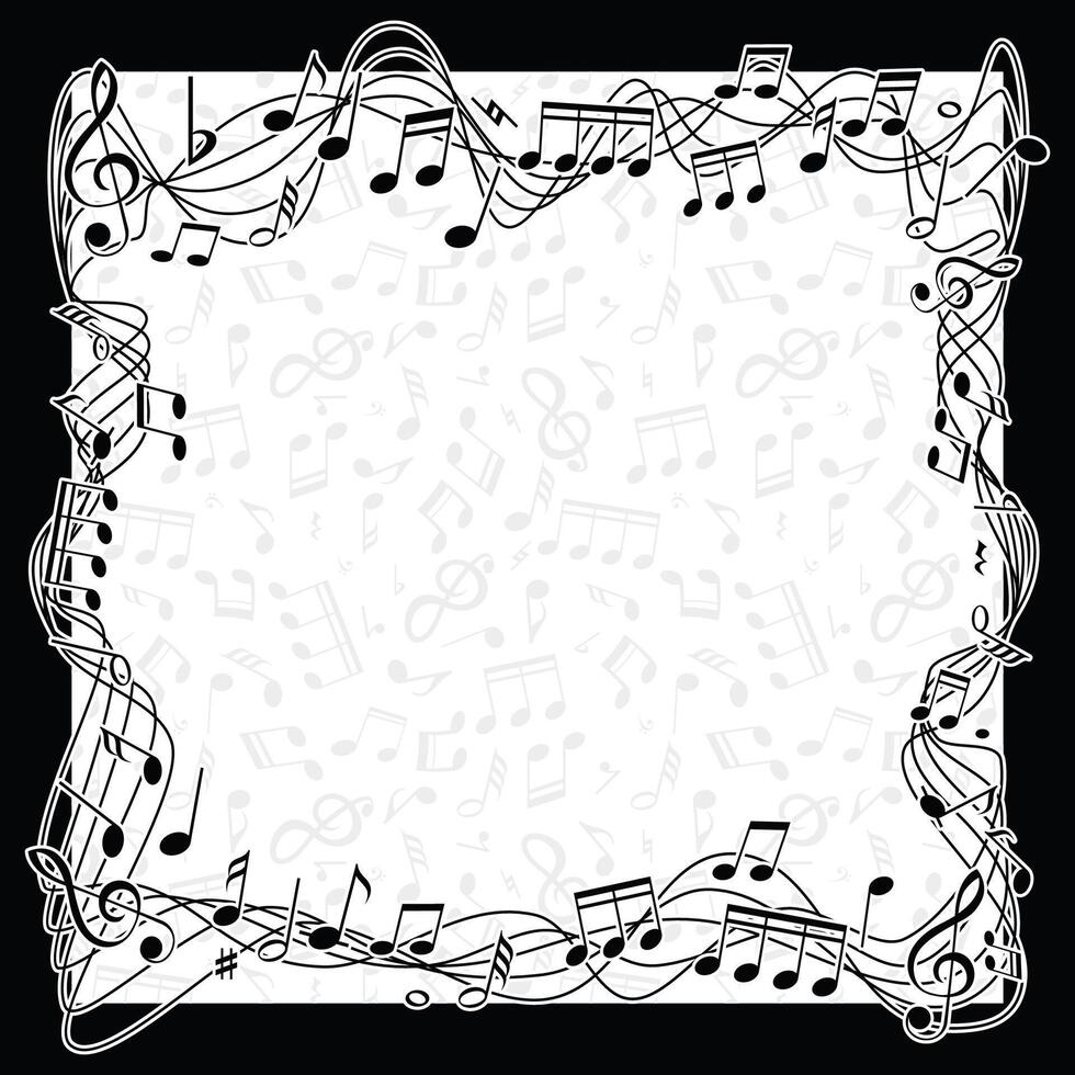 music note frame scarf design vector