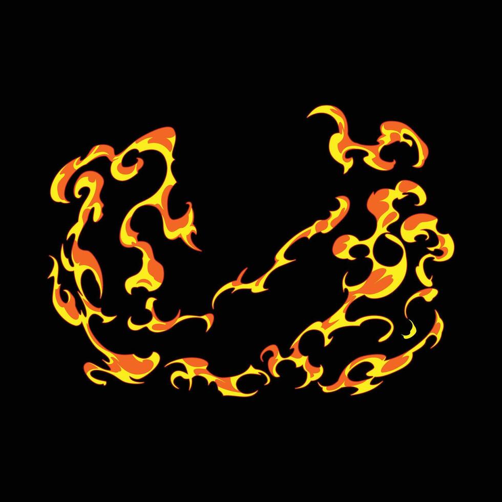 burning flame fire cartoon effect vector