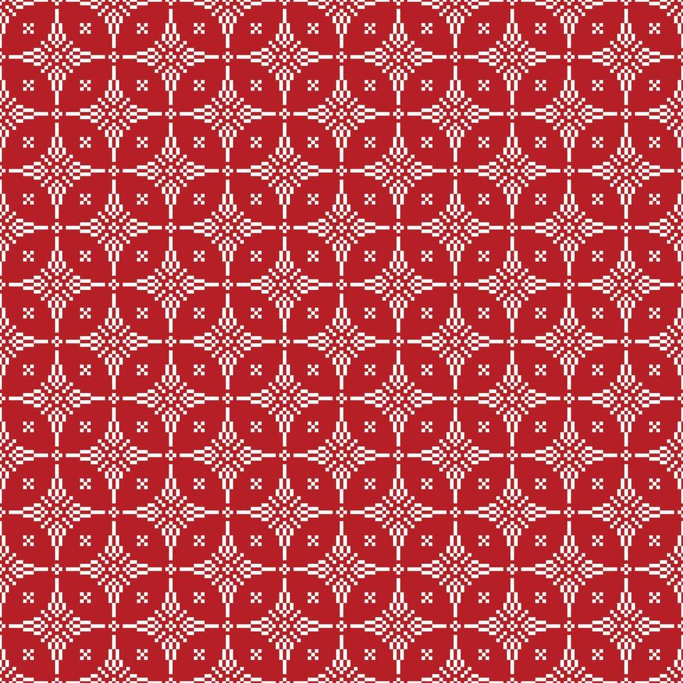 red geometric batik tenun pattern vector