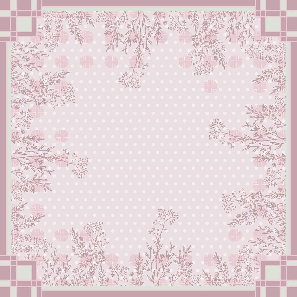 beautiful floral frame scarf pattern vector