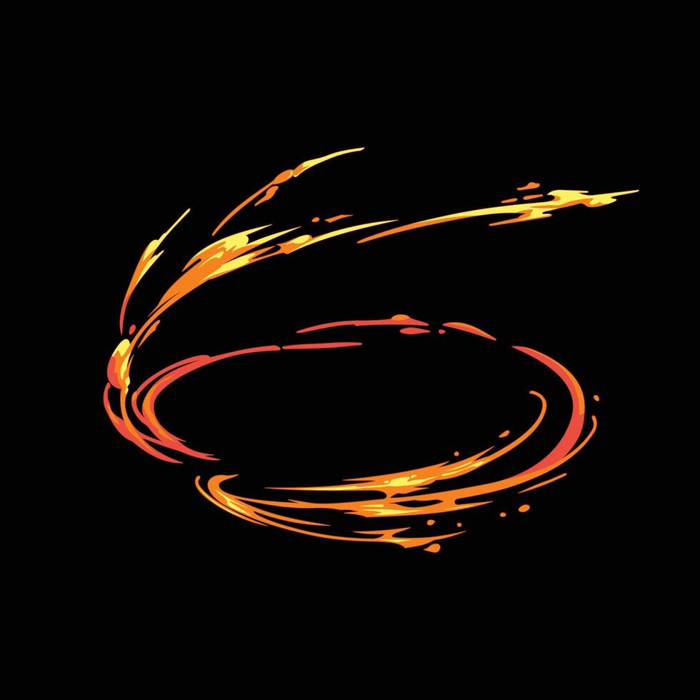 cartoon flame swirl slash effect vector
