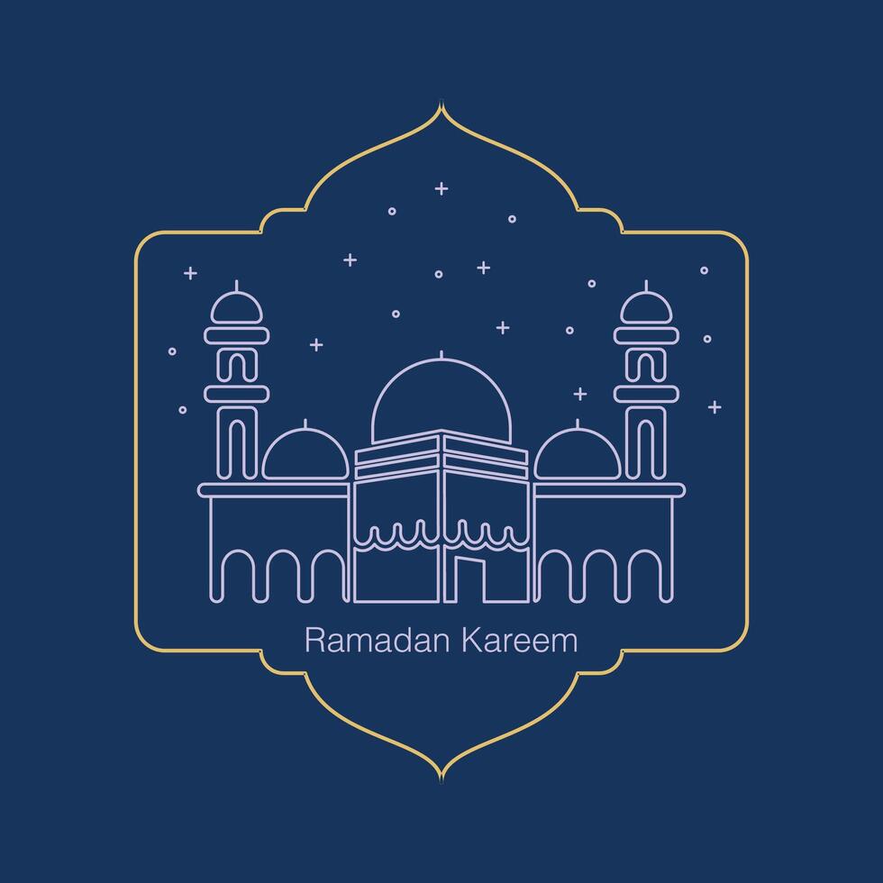 art line mosque greeting card vector