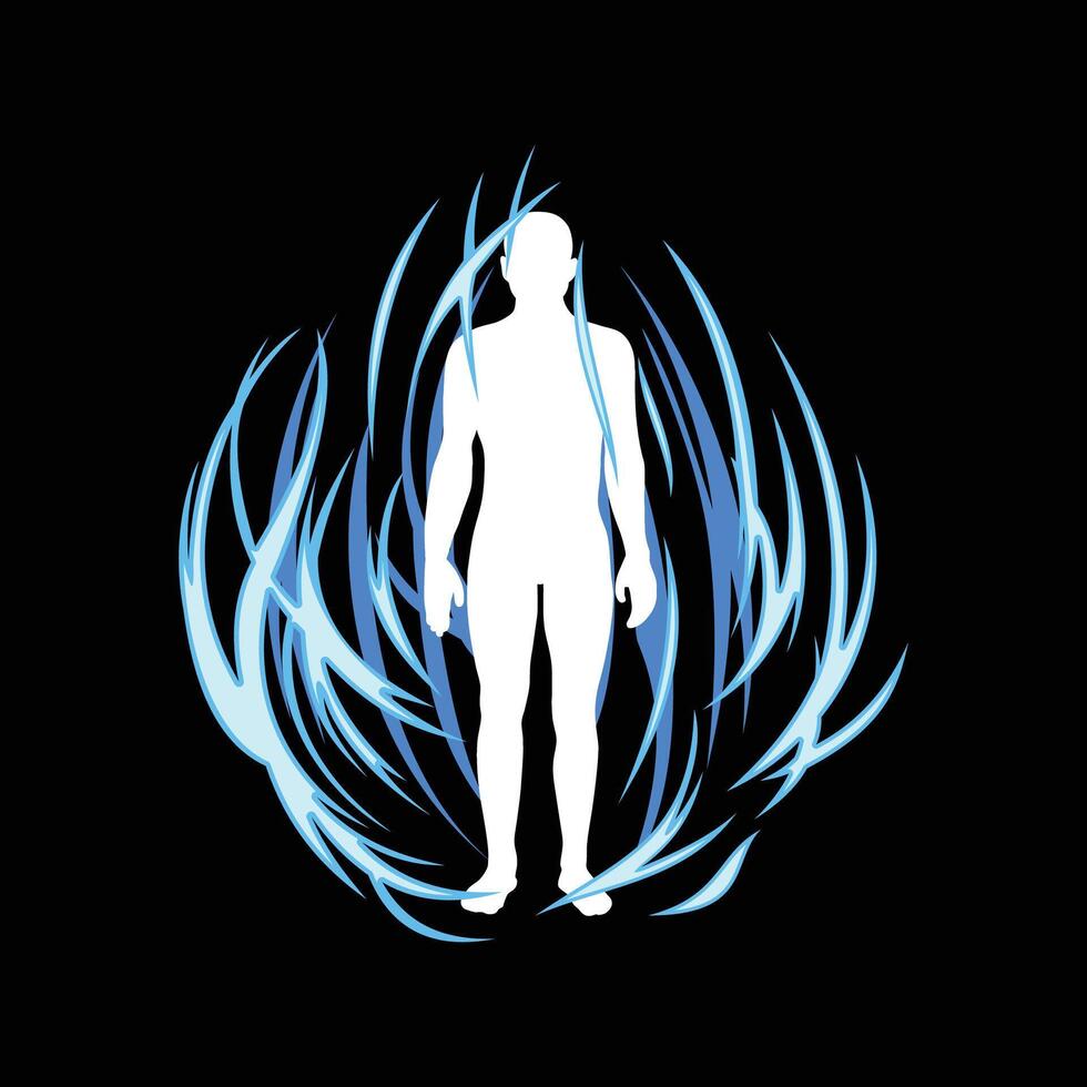 blue fire magic cartoon effect vector