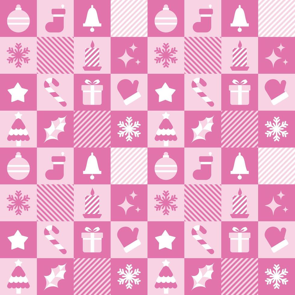 trendy pink christmas element pattern vector