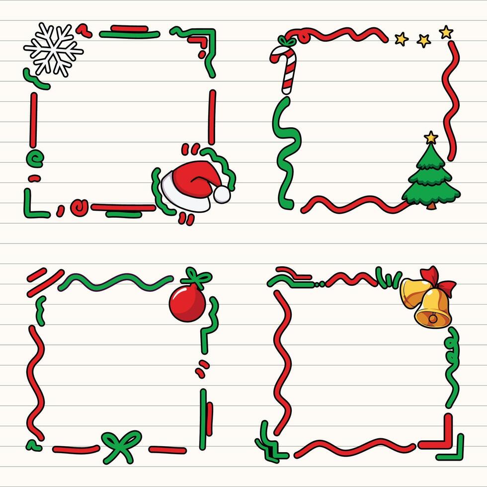 hand drawn christmas doodle frame vector