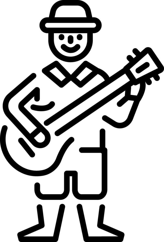 Street musician playing guitar icon in line style vector