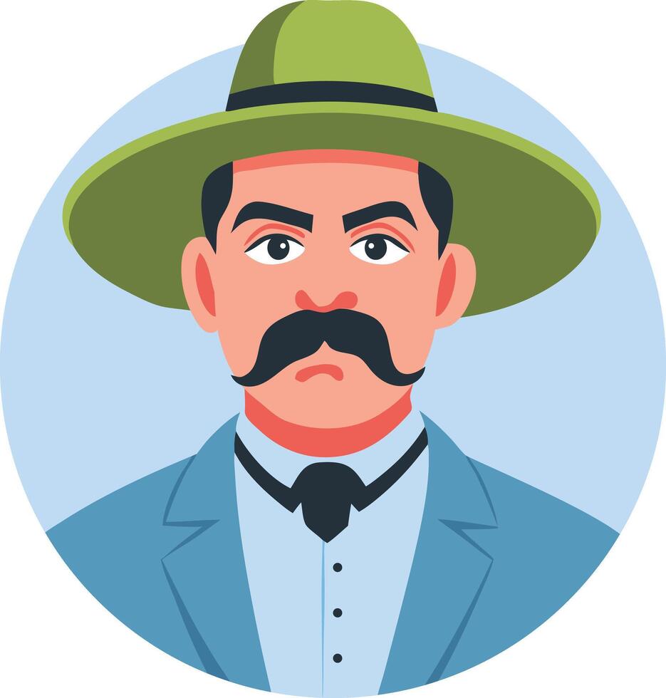 A flat style illustration of mexican moustache man vector
