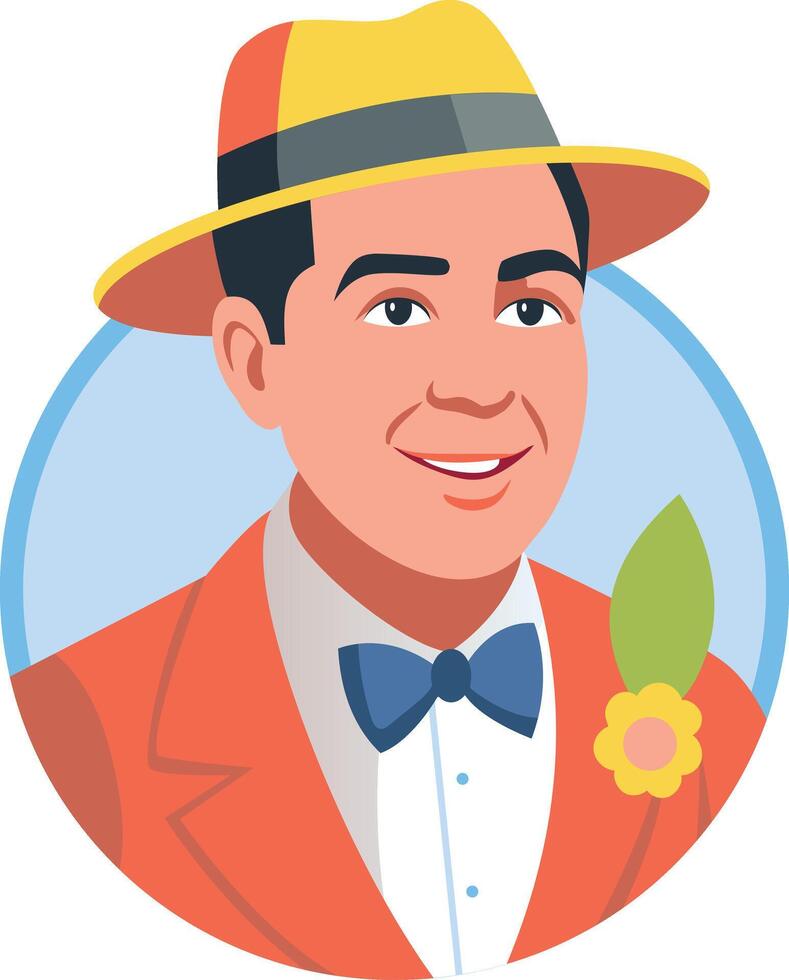 Gentleman character illustration in flat style vector