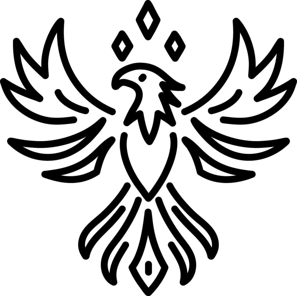 Phoenix bird icon in linear style vector