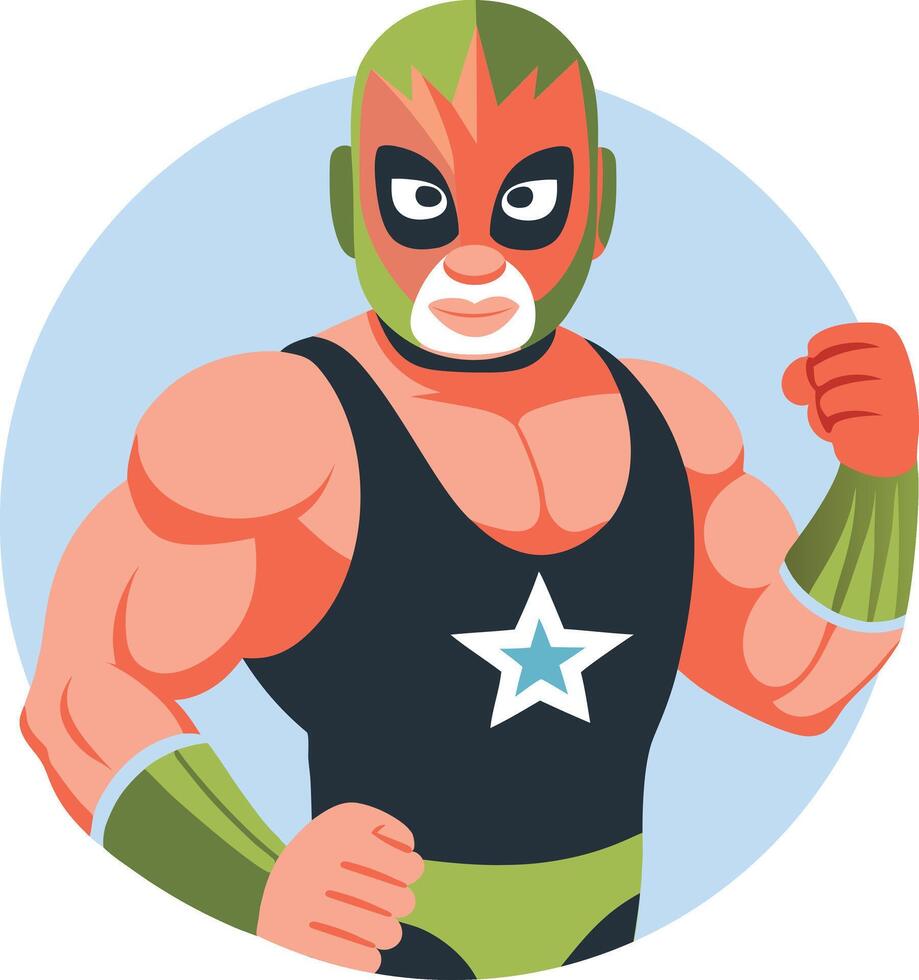 A flat illustration of mexican wrestler character vector