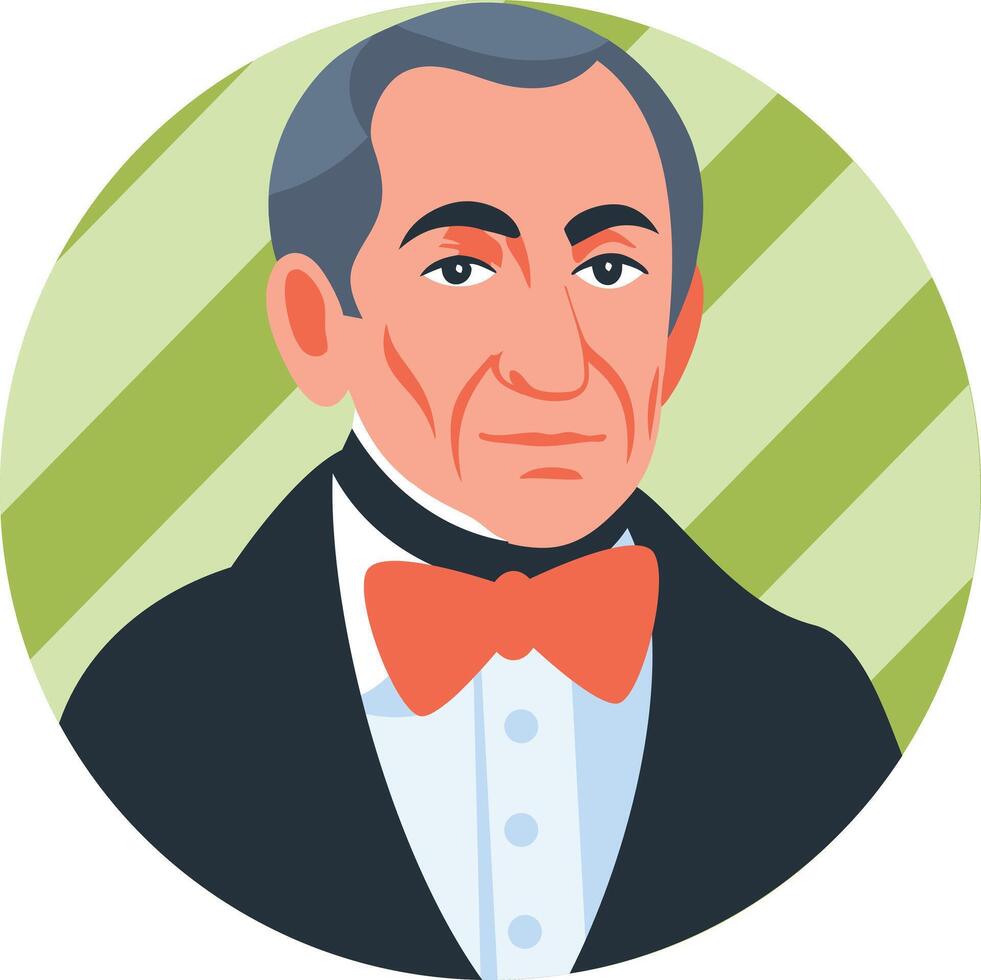 A flat illustration of a mexican waiter wearing a suit vector