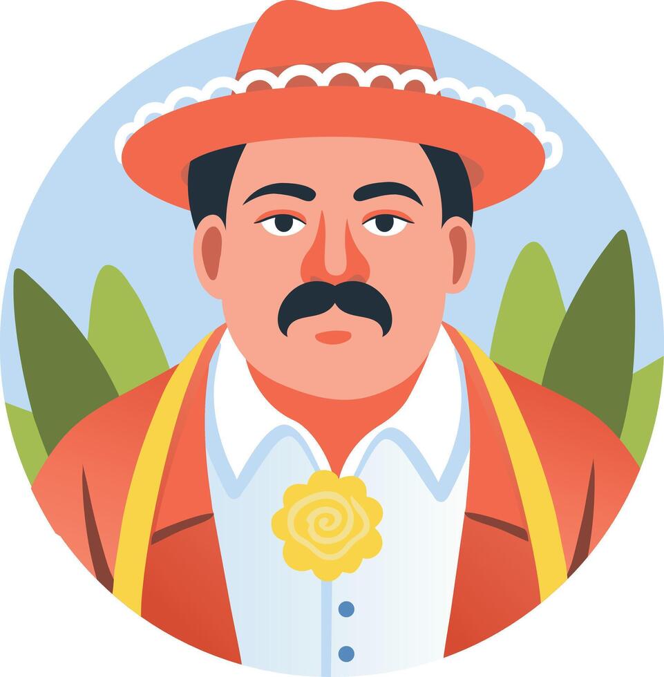 Mexican diego rivera illustration in flat style vector