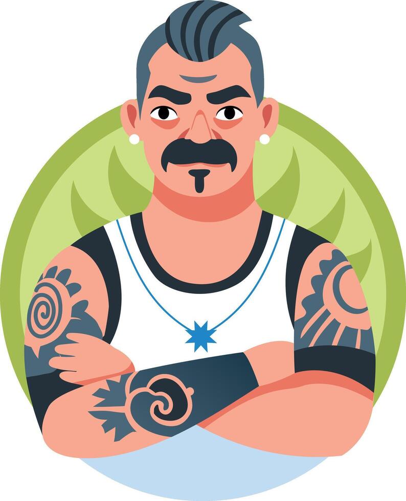 Mexican tattoo artist illustration in flat style vector