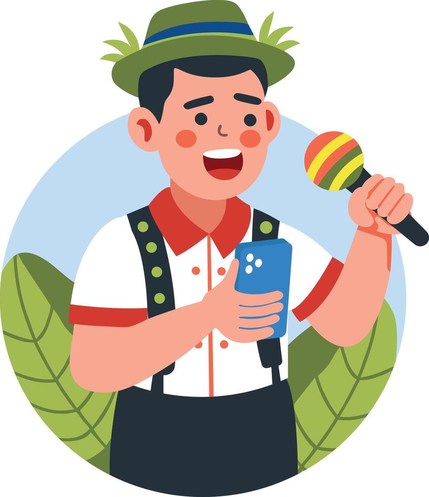 Singing character illustration in flat style vector