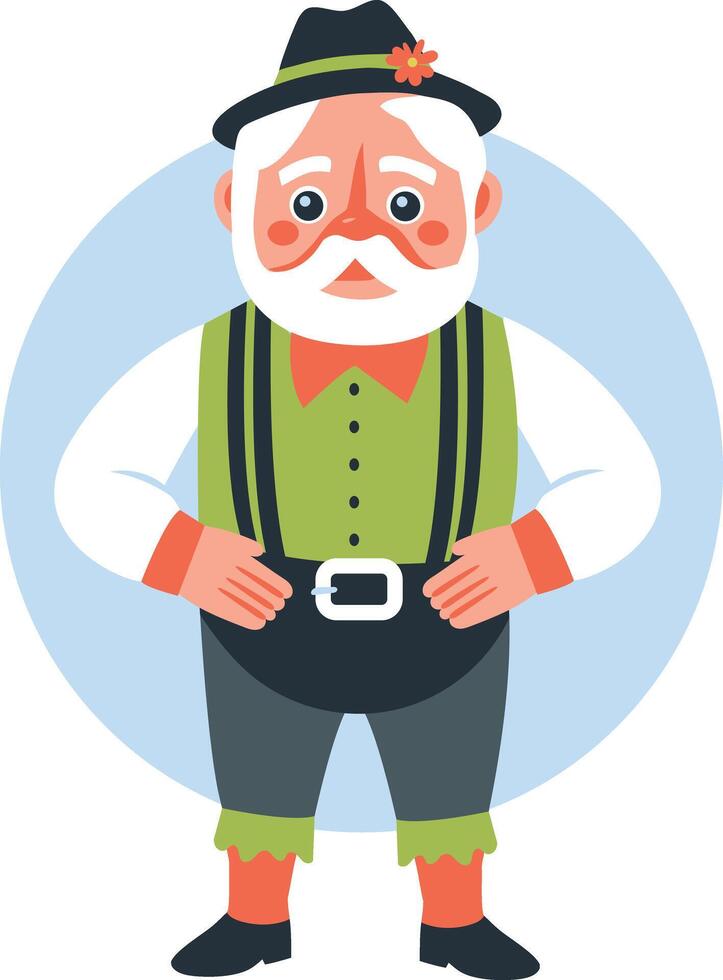 A flat illustration of folklore grandpa character vector