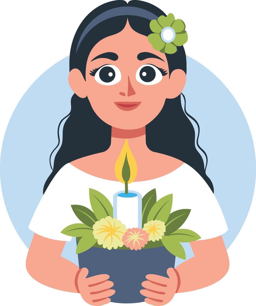 A flat illustration of beautiful flower girl vector