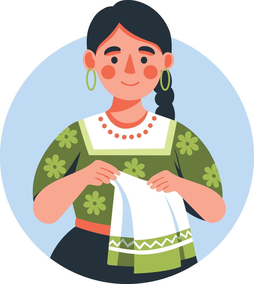 A flat illustration of beautiful myanmar girl vector