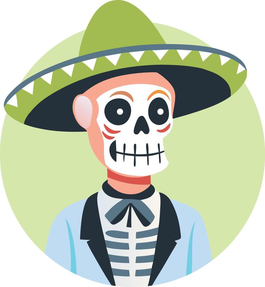 A flat illustration of a muerto character vector