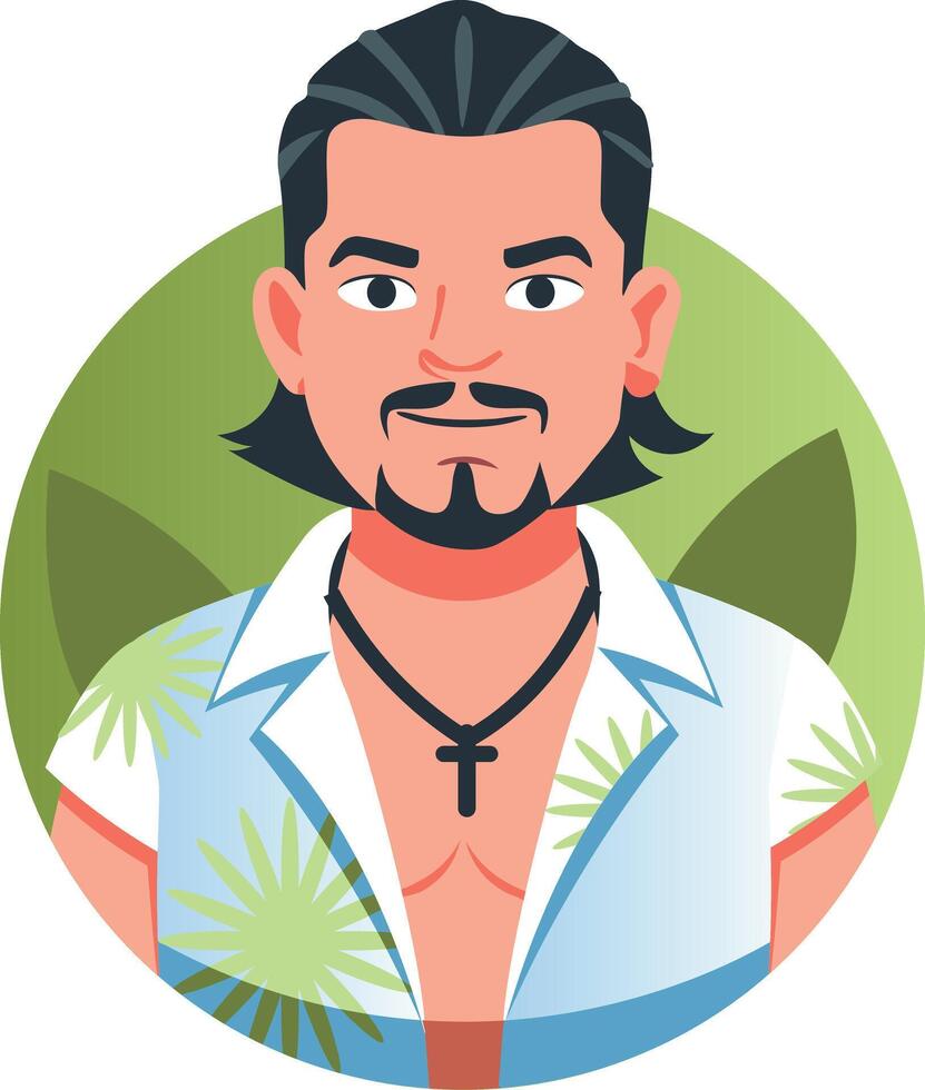 Chicano artist portrait illustration in flat style vector