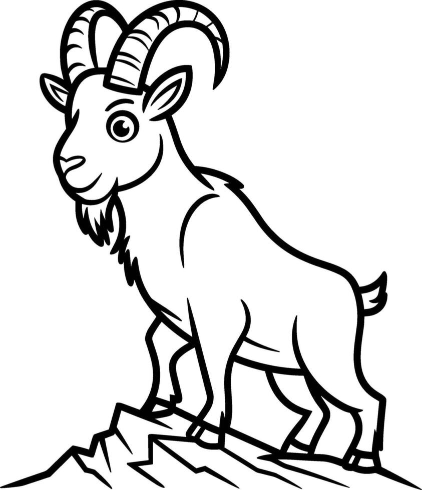 Mountain Goat on Rocky Cliff vector