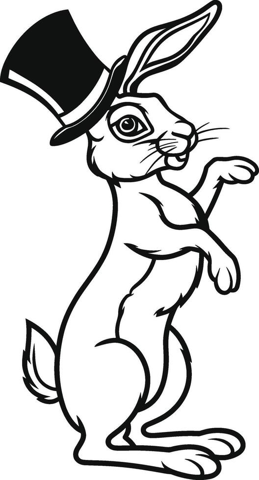 Rabbit Standing with Top Hat vector
