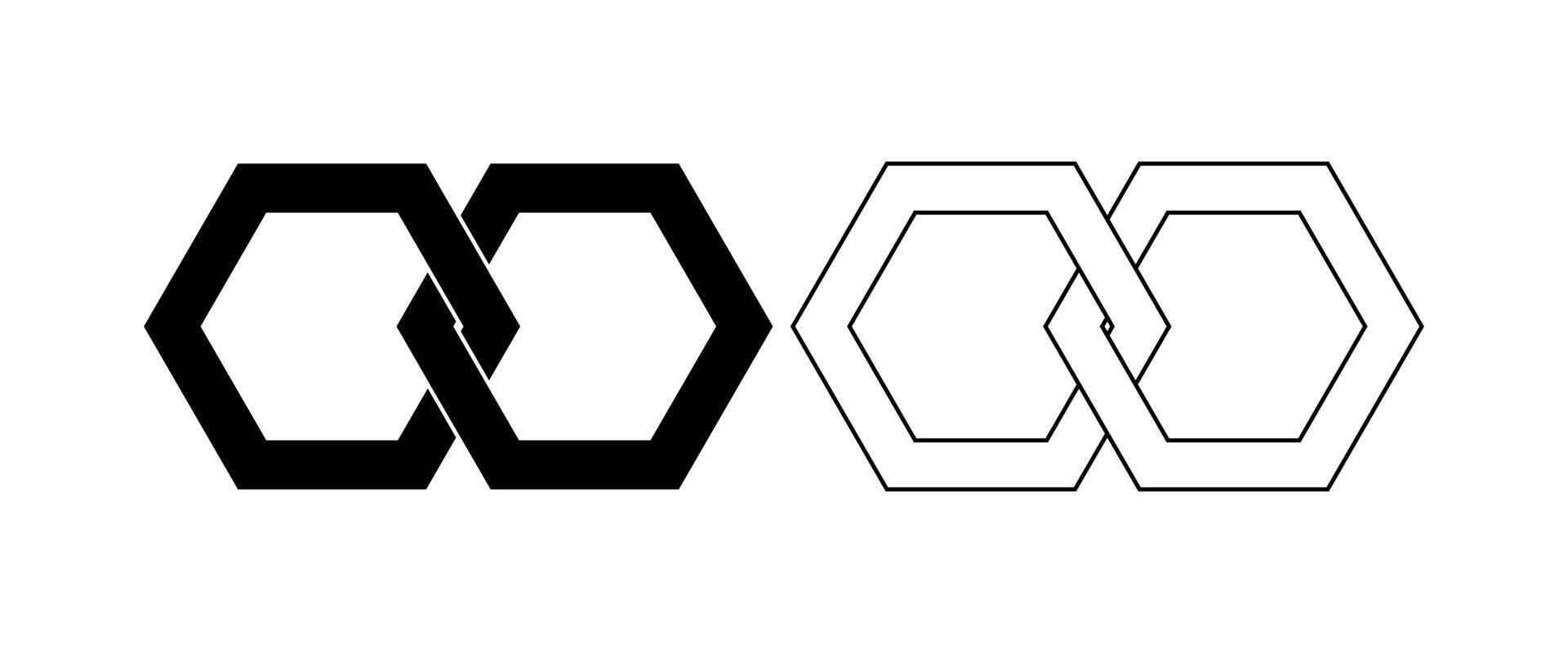 two hexagonal chain links icon vector