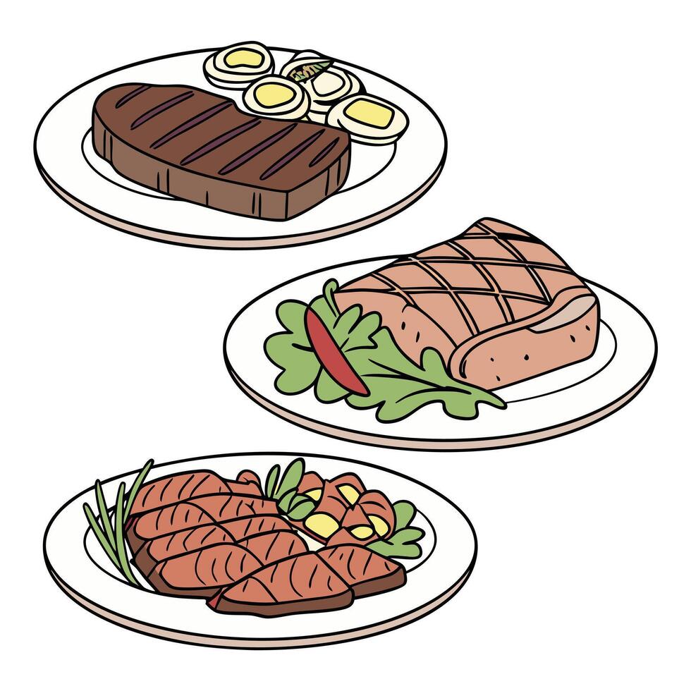Hand drawn food dishes pack vector