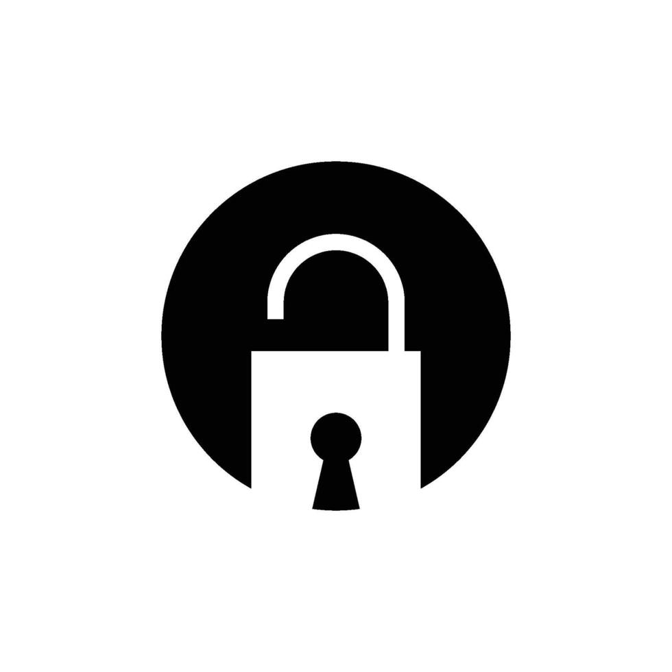 abstract and simple logo of padlock in circle vector