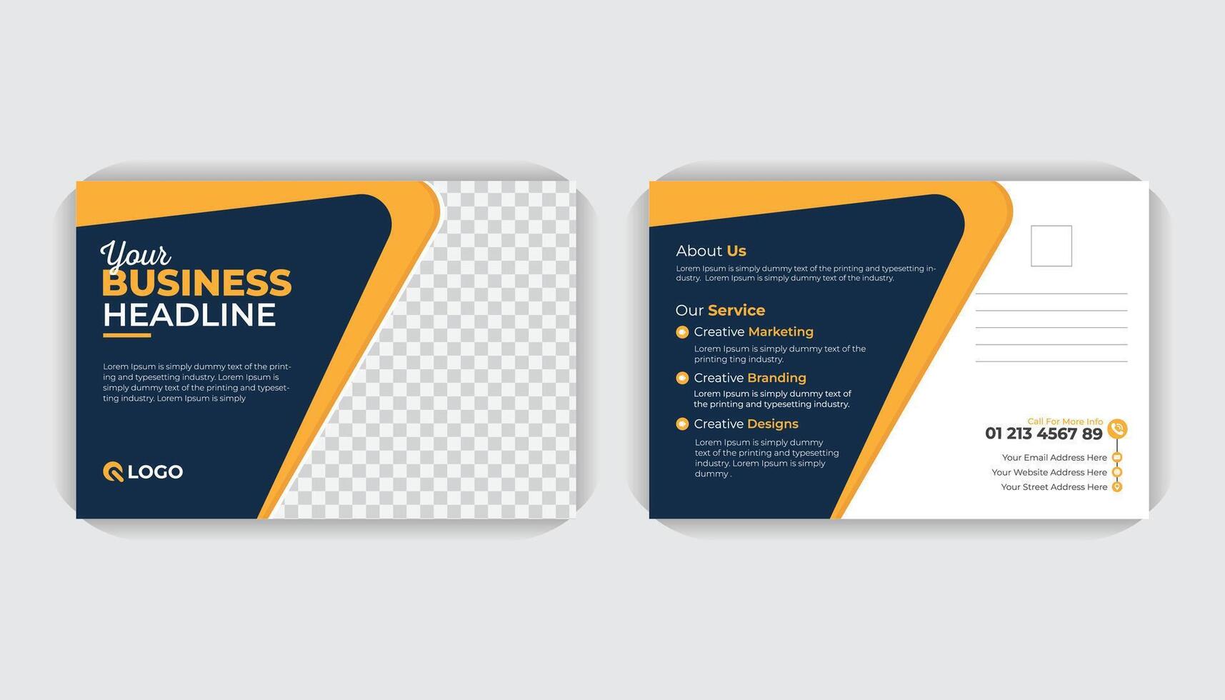 Simple layout corporate double sided business postcard design template, with colorful layout creative ideas vector