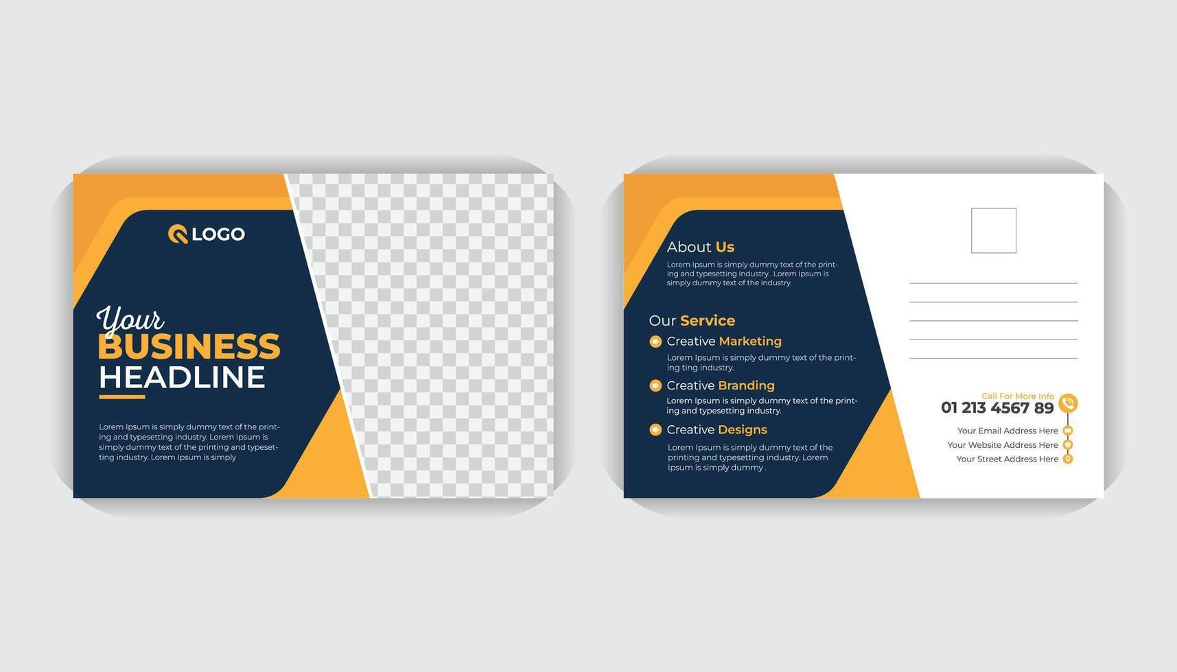 Double sided business poster or postcard design template, with creative colorful layout, modern and Stylish ideas vector