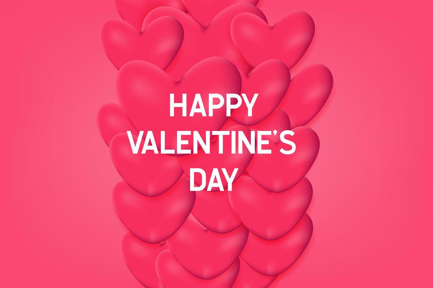 Happy valentines day with red hearts vector