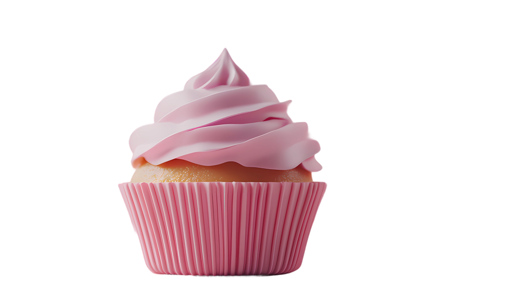 a cupcake with pink frosting on a transparent background png