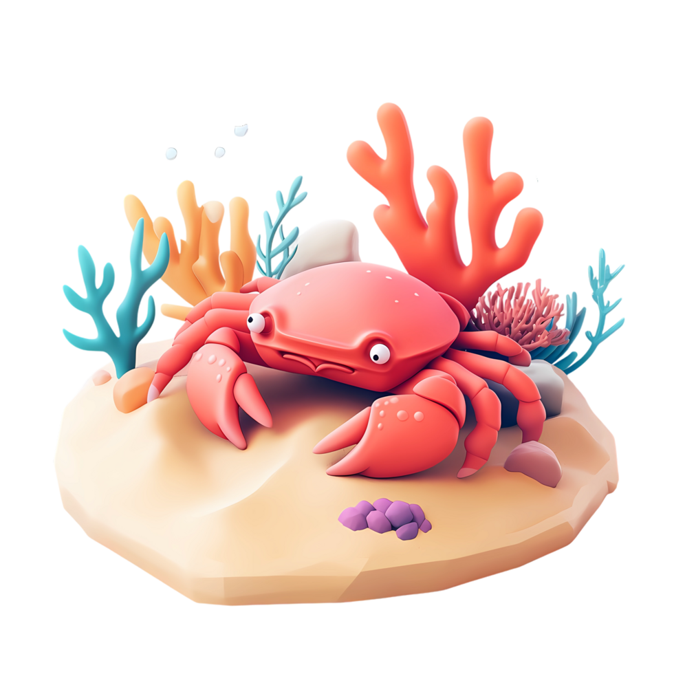crab on the beach with coral reef png