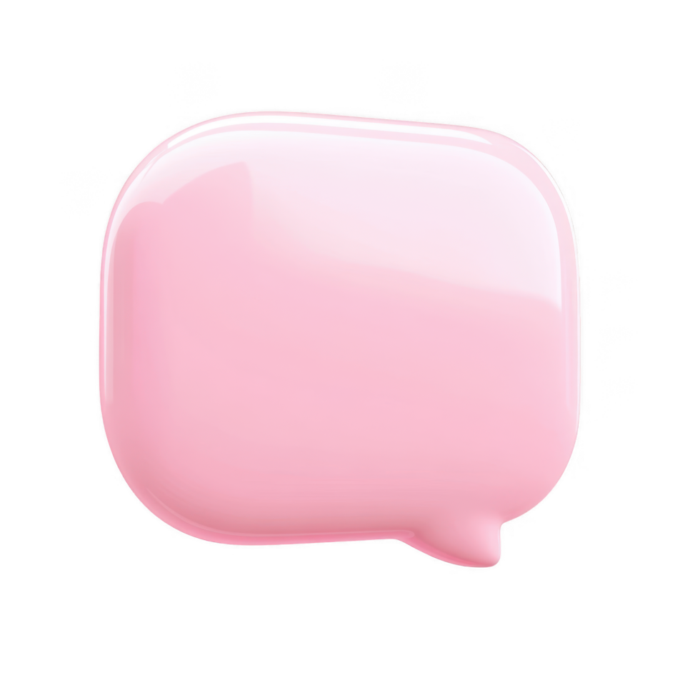 3d icon Glossy pink speech bubble png